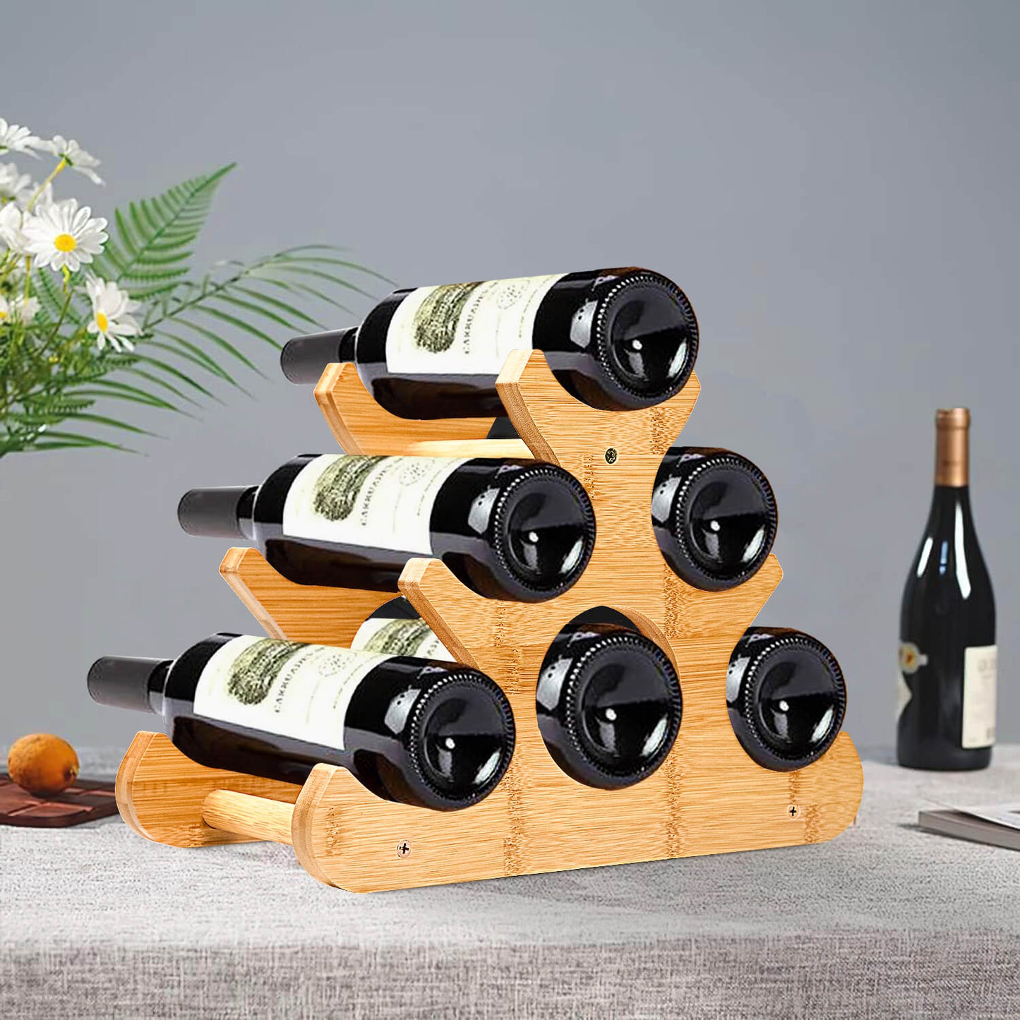 Casier à vin de comptoir GL-Bamboo (peut contenir 6 bouteilles) avec logo personnalisé