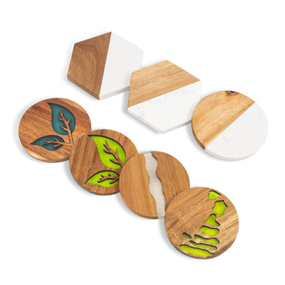 GL--Custom wooden coaster set, wholesale price, custom logo, custom brand