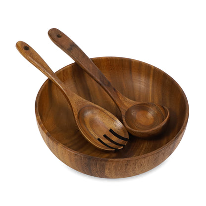 GL--Acacia wood salad bowl set, customized logo, children's dining tableware