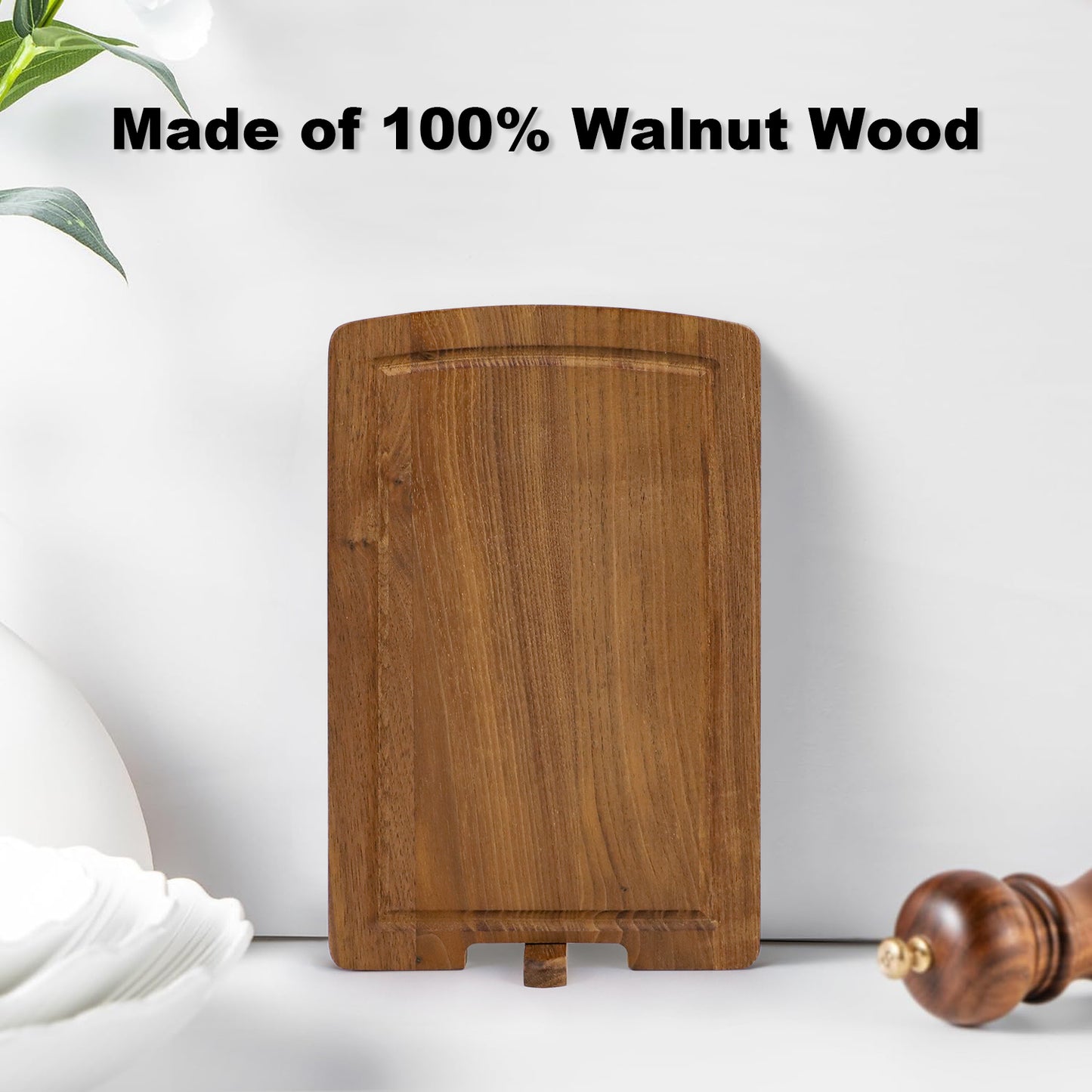 Walnut cutting board with swivel feet