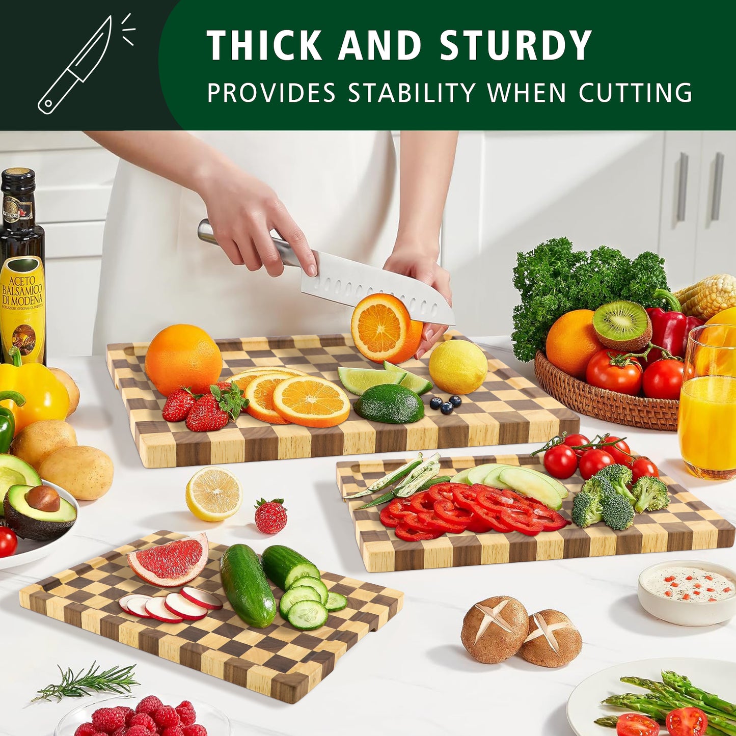 Walnut Cutting Board 3-piece Set - Small Grid