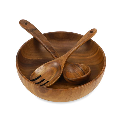 GL--Acacia wood salad bowl set, customized logo, children's dining tableware