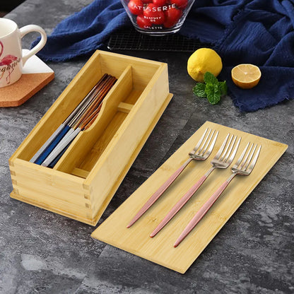 GL--Bamboo cutlery box, can hold knives and forks, chopsticks, customized logo, size