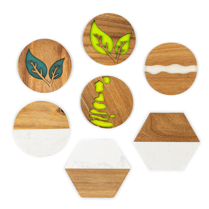 GL--Custom wooden coaster set, wholesale price, custom logo, custom brand