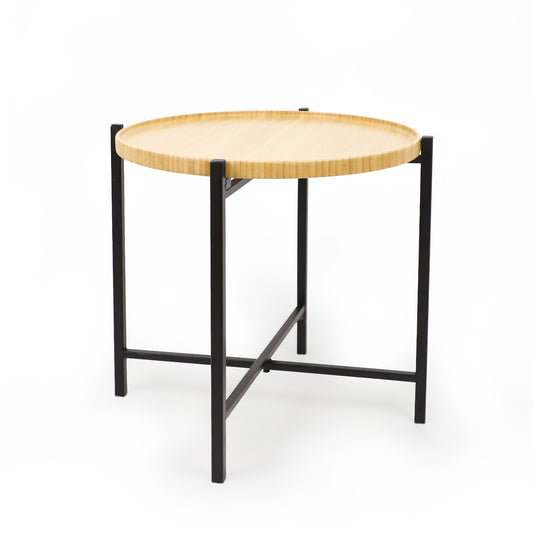 Round Bamboo Coffee Table with Removable Tray