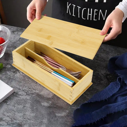 GL--Bamboo cutlery box, can hold knives and forks, chopsticks, customized logo, size