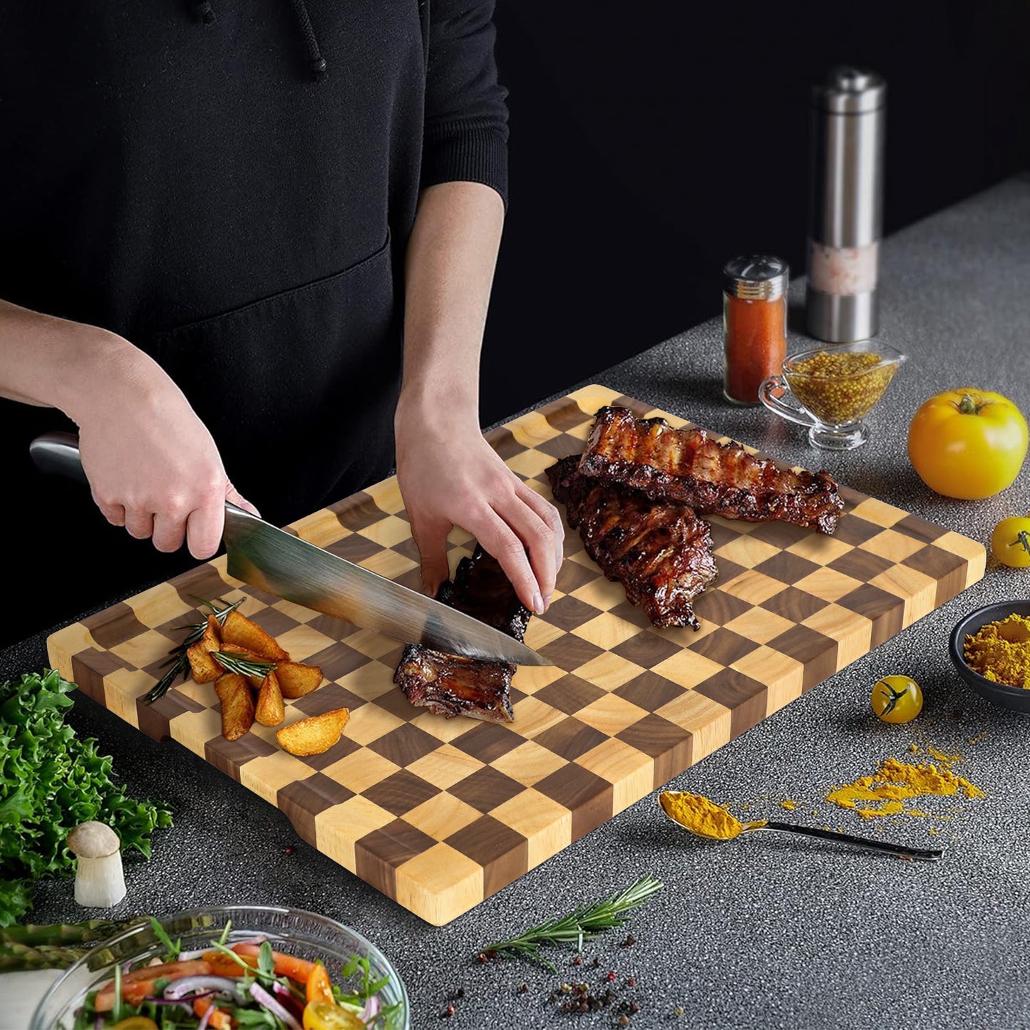 Walnut Cutting Board 3-piece Set - Small Grid