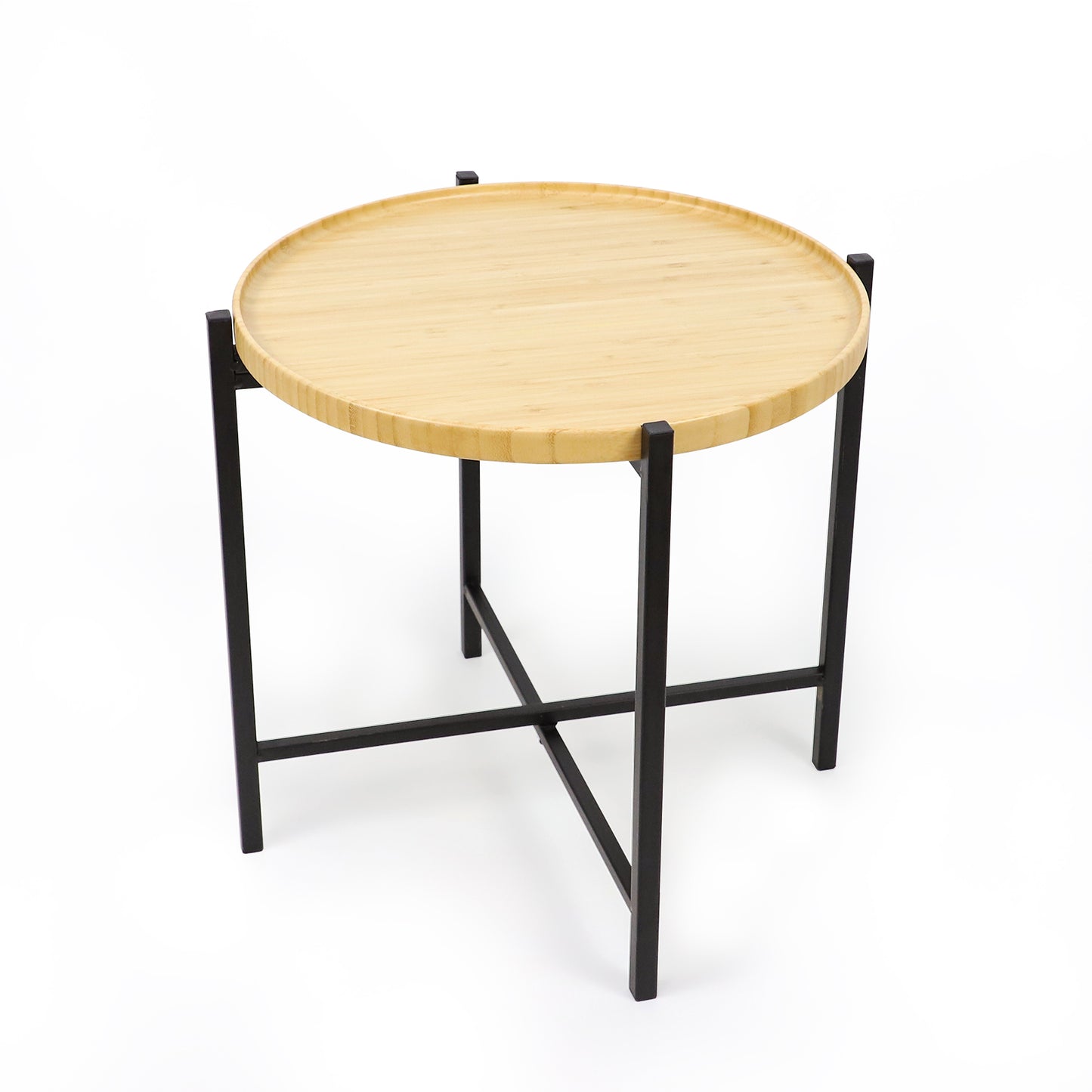 Round Bamboo Coffee Table with Removable Tray