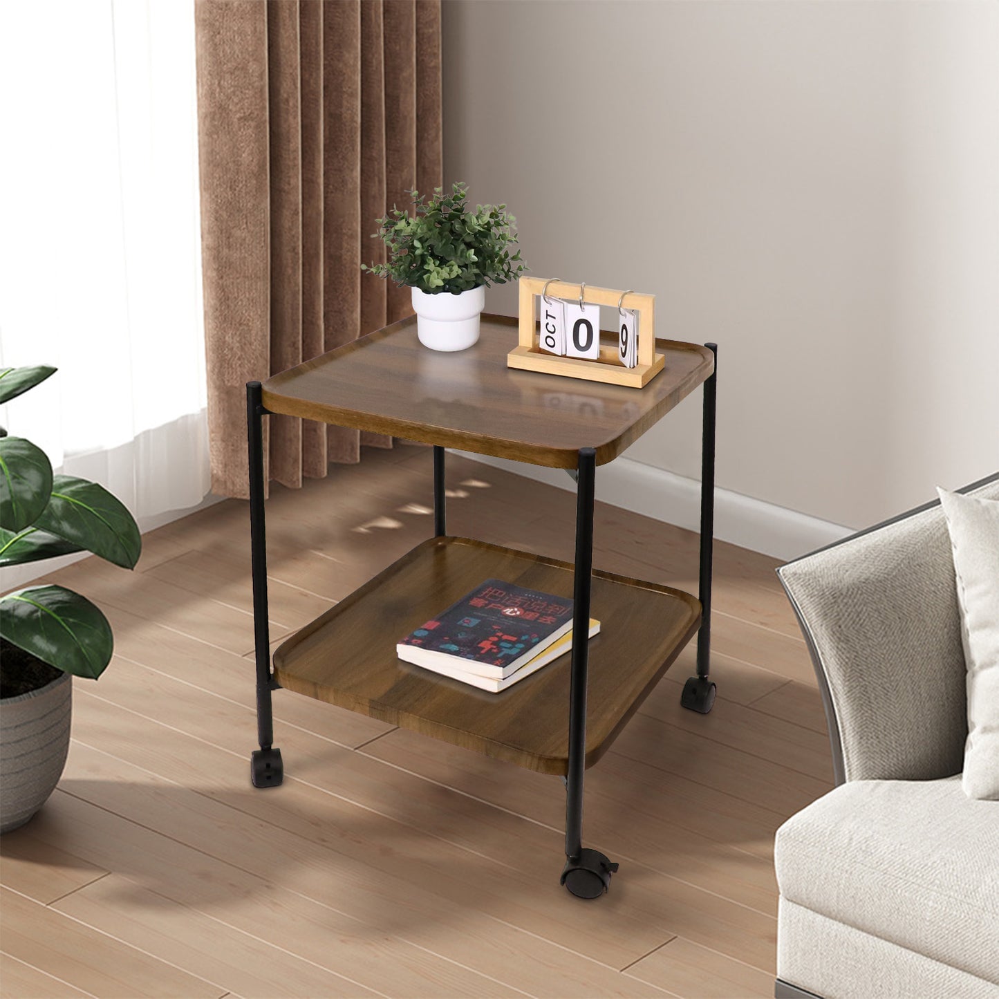 Two-Tier Acacia Wood Side Table