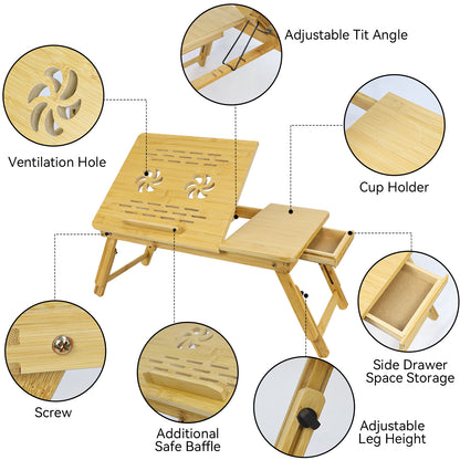 GL -- Foldable bamboo laptop table, adjustable angle, custom size, custom logo