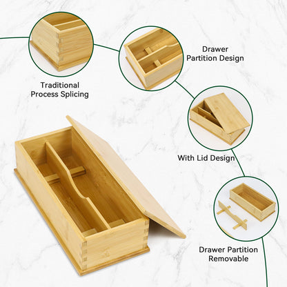 GL--Bamboo cutlery box, can hold knives and forks, chopsticks, customized logo, size