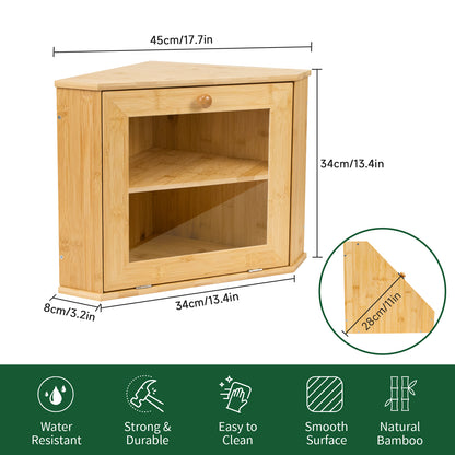 GL--Custom size bamboo corner bread storage cabinet with magnetic door, kitchen cabinet, kitchen storage cabinet