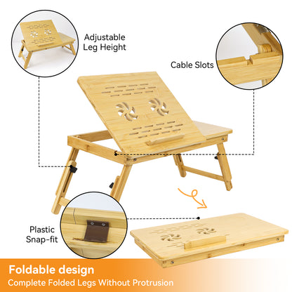 GL -- Foldable bamboo laptop table, adjustable angle, custom size, custom logo