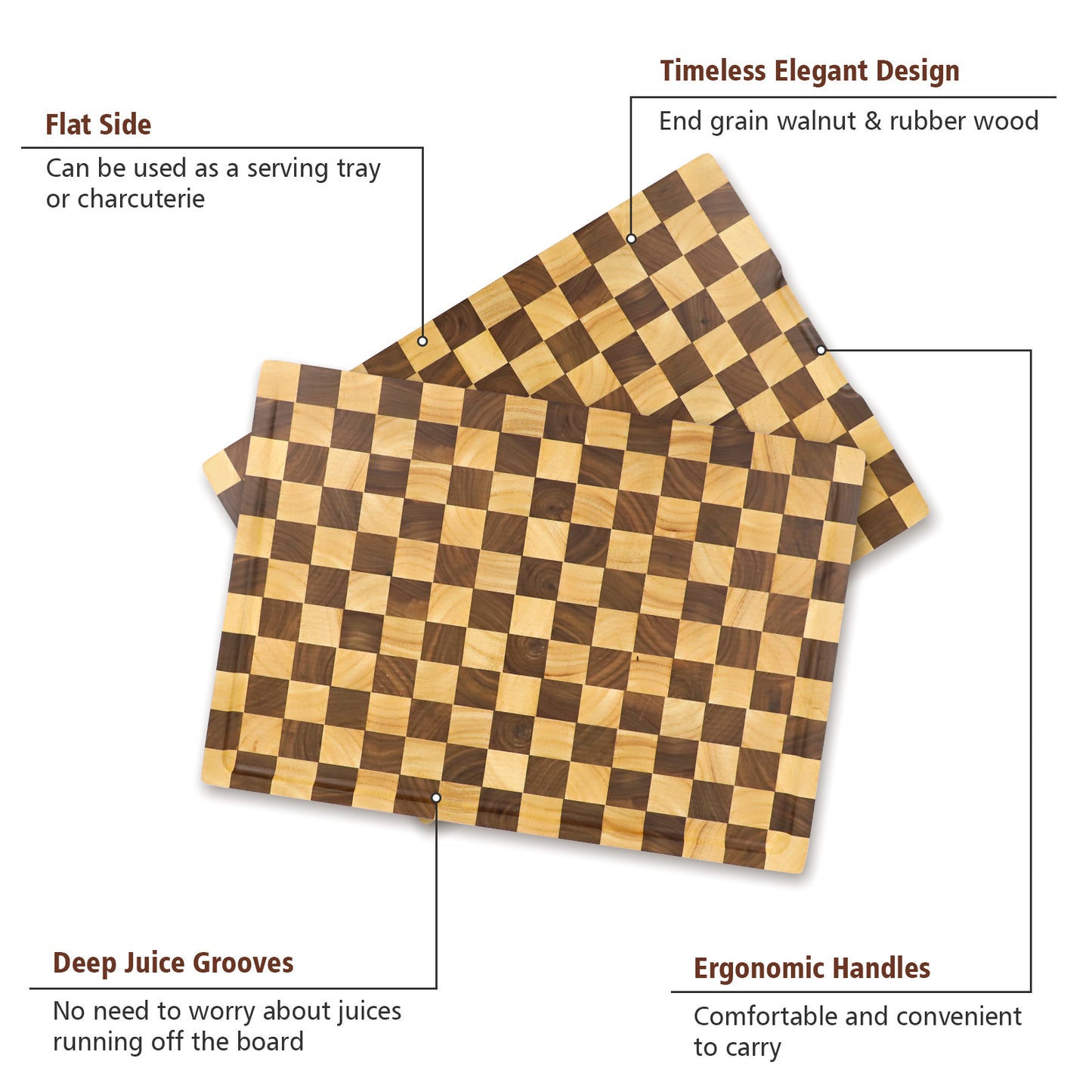 Walnut Cutting Board 3-piece Set - Small Grid