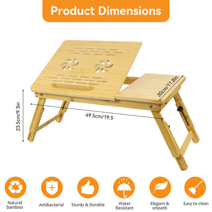 GL -- Foldable bamboo laptop table, adjustable angle, custom size, custom logo