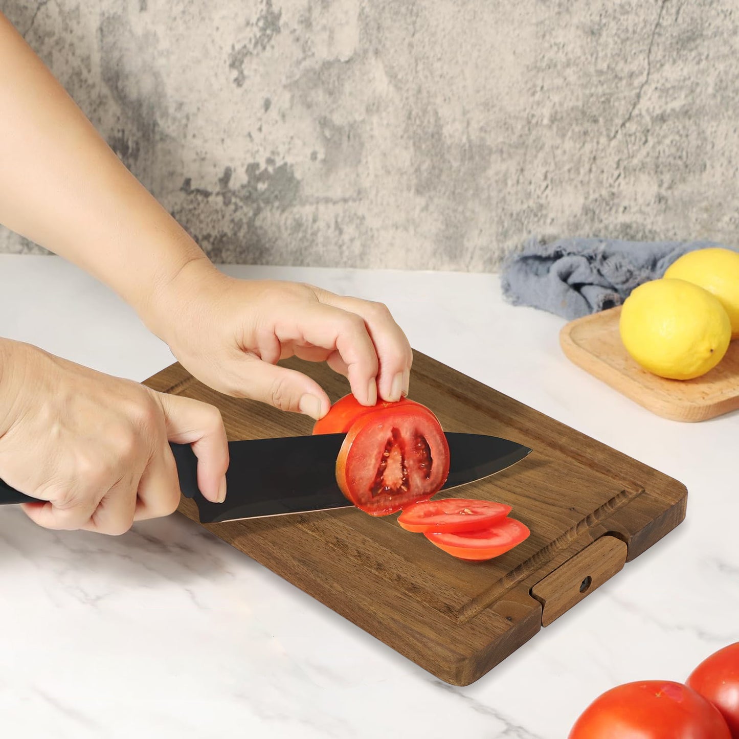 Walnut cutting board with swivel feet