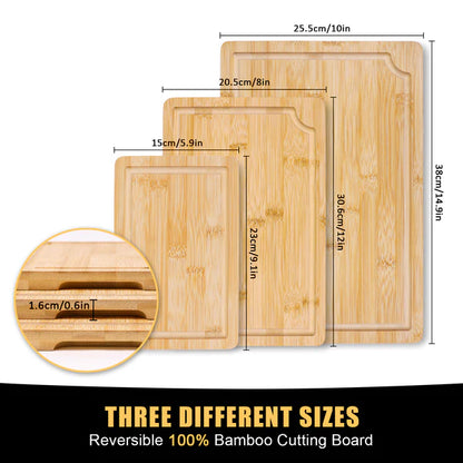 GL-- Bamboo Custom 3-piece Cutting Board Bamboo Wood Set Cutting Board Cutting Board with Juice Groove Function