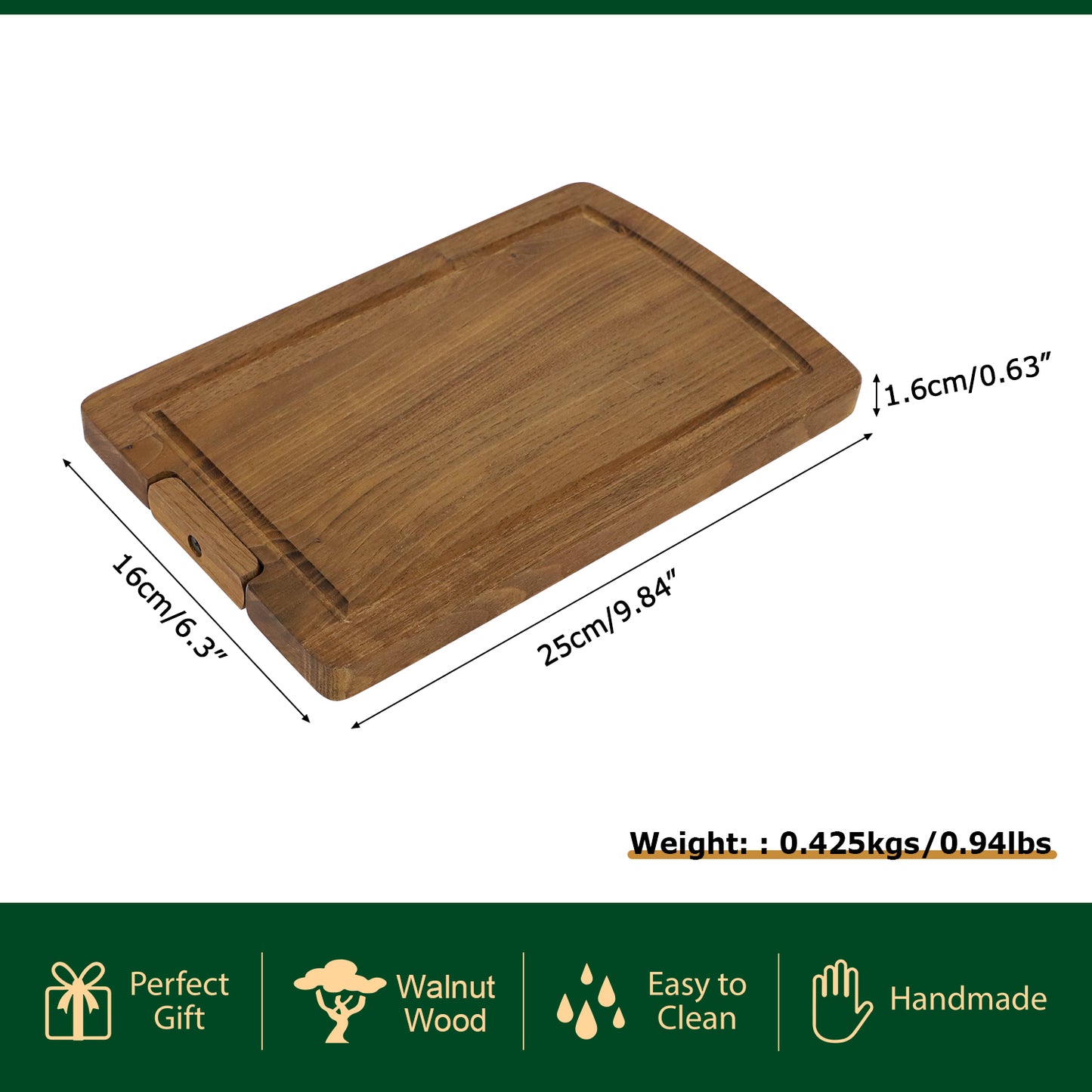 Walnut cutting board with swivel feet