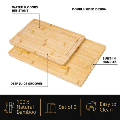 GL-- Bamboo Custom 3-piece Cutting Board Bamboo Wood Set Cutting Board Cutting Board with Juice Groove Function