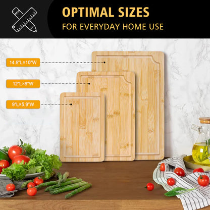 GL-- Bamboo Custom 3-piece Cutting Board Bamboo Wood Set Cutting Board Cutting Board with Juice Groove Function