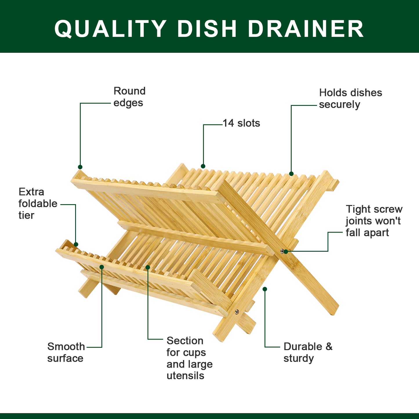 USA In-Stock:GL-Bamboo dish drainer - Free Shipping!