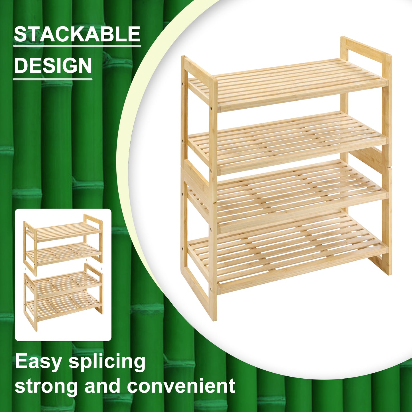 USA In-Stock:GL-Bamboo 4-Tier Shoe Rack - Free Shipping!