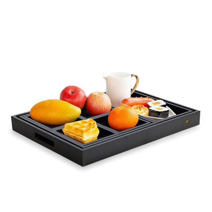 GL-Bamboo Black Bamboo Nesting Tray Set - 1 Large Square Tray, 4 Small Square Trays, 1 Rectangular Tray, Customizable Size, Logo