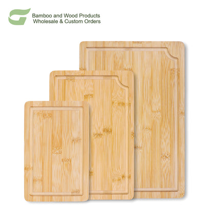 GL-- Bamboo Custom 3-piece Cutting Board Bamboo Wood Set Cutting Board Cutting Board with Juice Groove Function