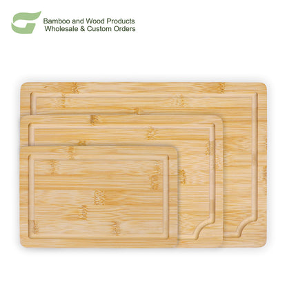 GL-- Bamboo Custom 3-piece Cutting Board Bamboo Wood Set Cutting Board Cutting Board with Juice Groove Function