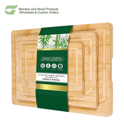 GL-- Bamboo Custom 3-piece Cutting Board Bamboo Wood Set Cutting Board Cutting Board with Juice Groove Function