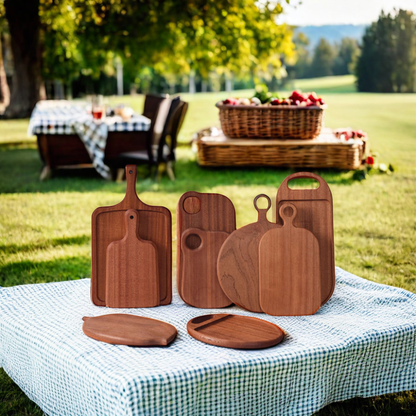 GL--Bamboo wholesale kitchen thickened large round personalized custom walnut acacia bamboo chopping board with handle, custom size, logo