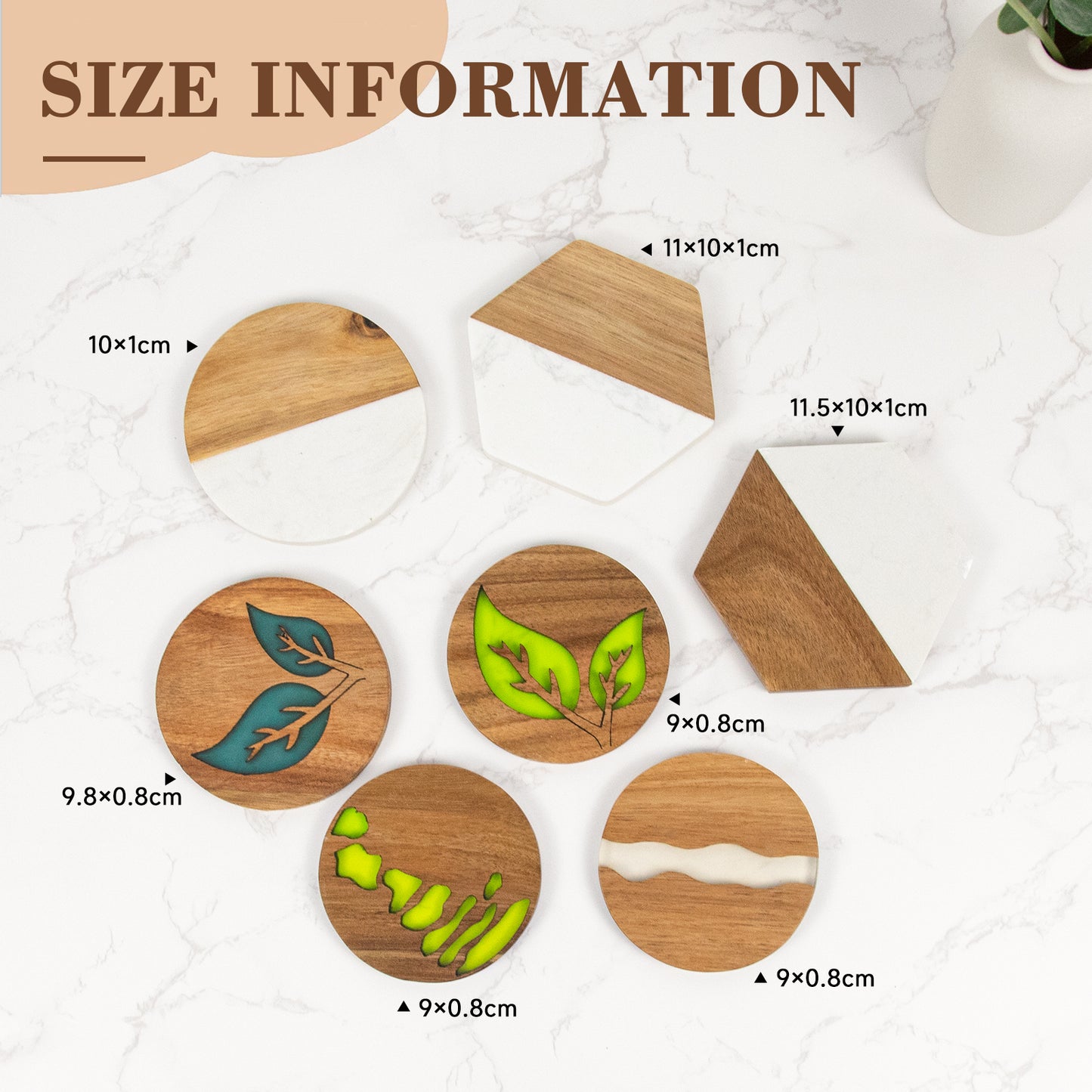 GL Wholesale production wood and marble coaster for drink coffee and tea wood and marble cup coaster for your bussiness