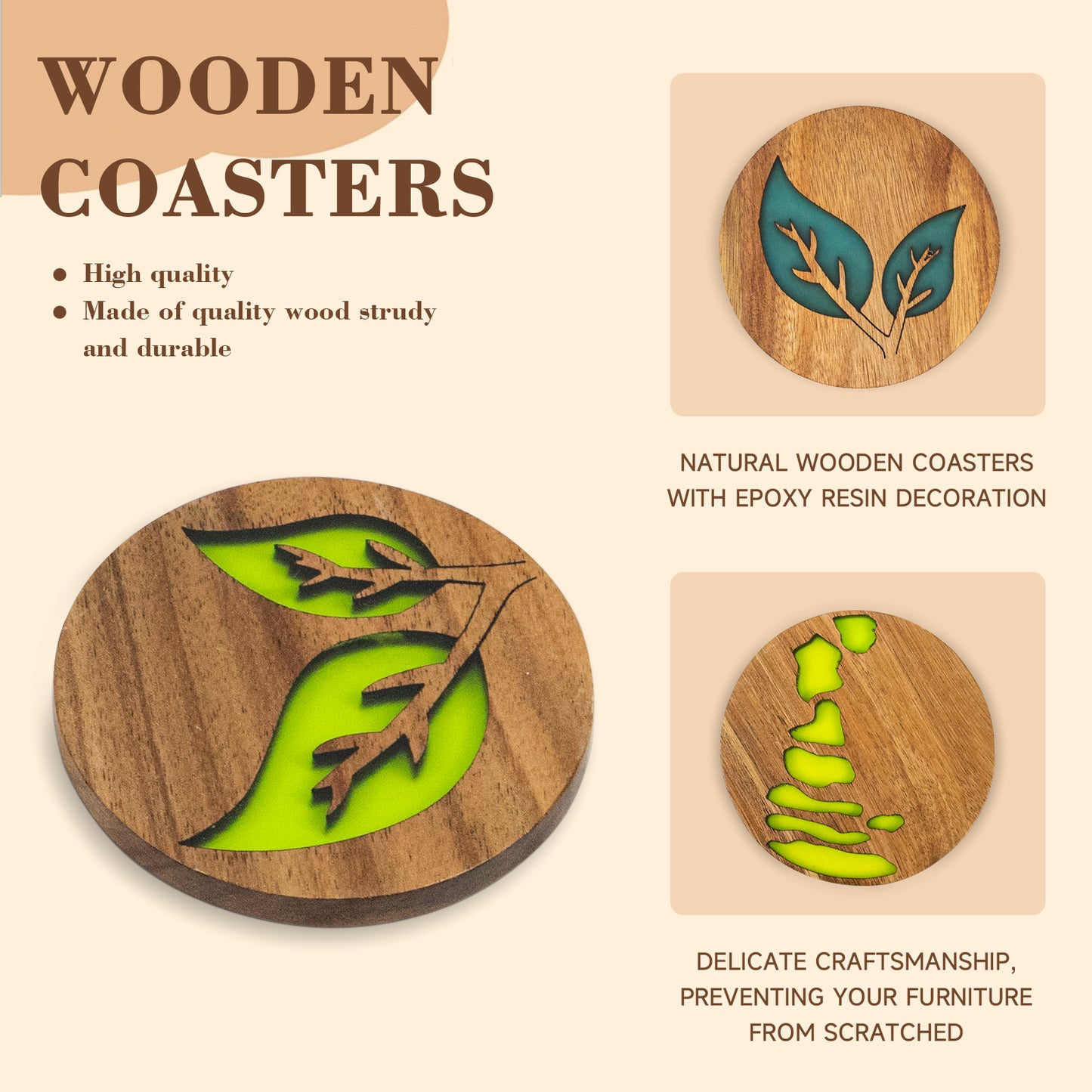 GL--Wholesale production of wooden and marble coasters, for beverage coffee and tea wooden and marble coasters, merchants custom wholesale