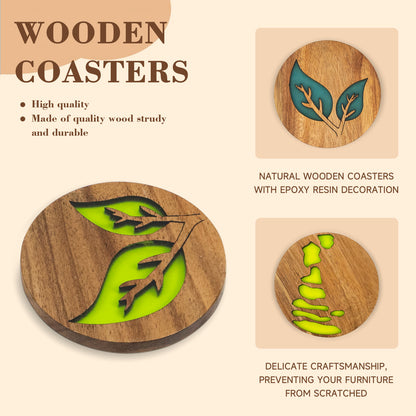 GL--Custom wooden coaster set, wholesale price, custom logo, custom brand