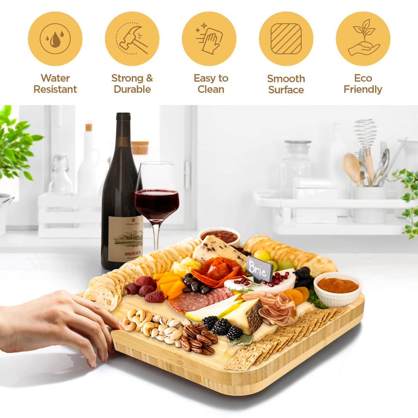 USA In-Stock: GL-Bamboo Cheese Board Set with Drawer, Including Fruit Tray - Free Shipping!