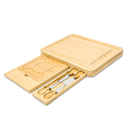 GL-Bamboo Cheese Board Set with Drawer and Removable Tray