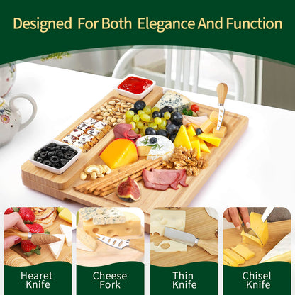 GL-Bamboo Cheese Board Set with Magnetic Tray