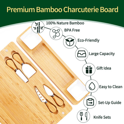 GL-Bamboo Cheese Board Set with Magnetic Tray