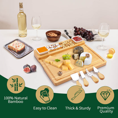 GL-Bamboo Cheese Board Set with Magnetic Tray