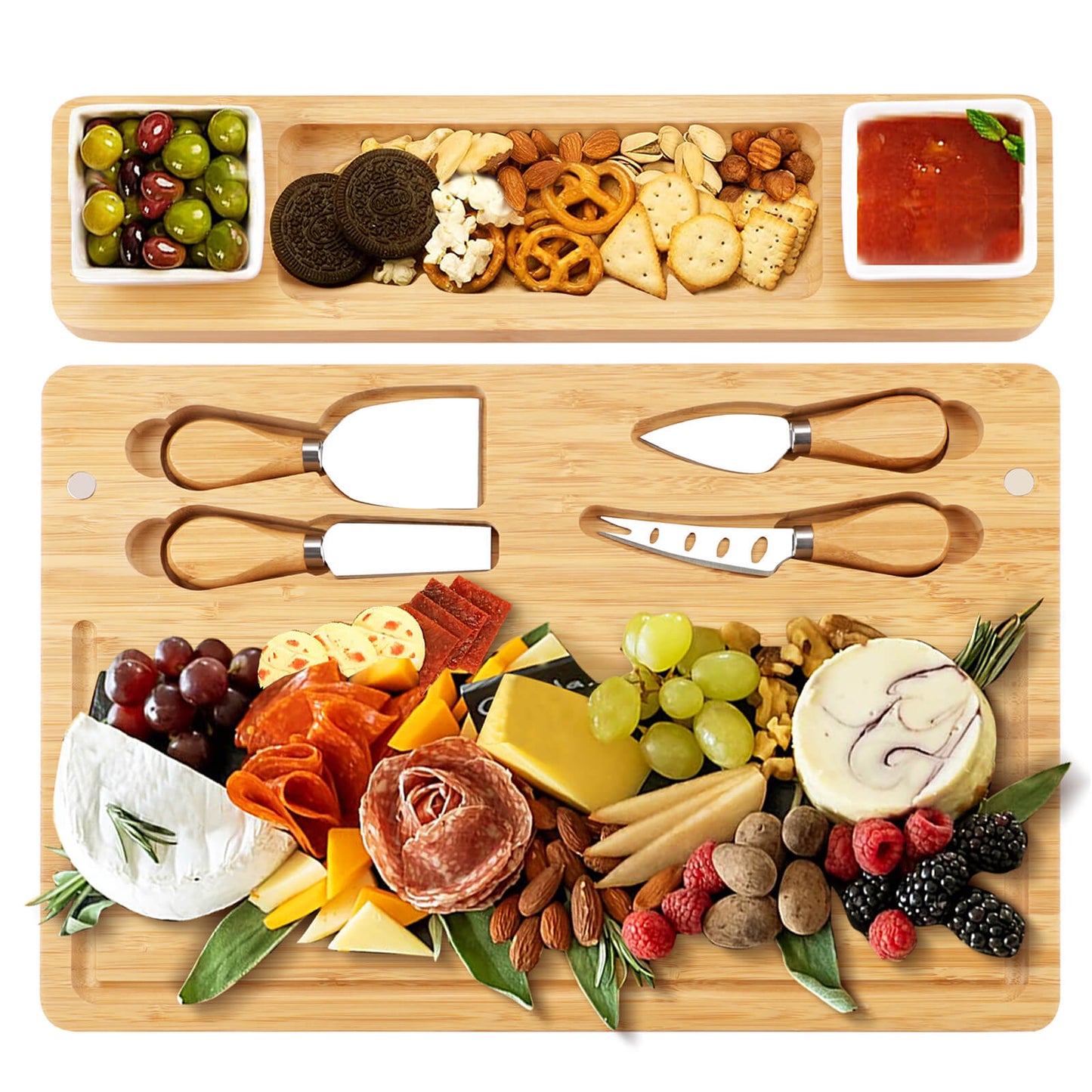 GL-Bamboo Cheese Board Set with Magnetic Tray