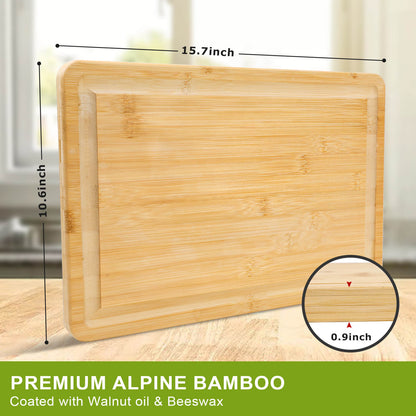 USA In-Stock: GL-Bamboo Cutting Board with Deep Juice Groove - Free Shipping!