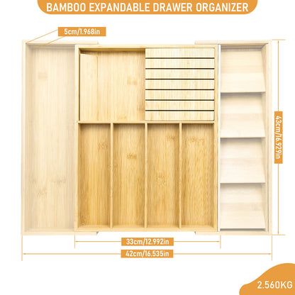 GL-Bamboo Expandable Drawer Organizer