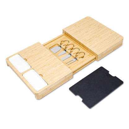 GL-Bamboo Slate Cheese Board Set, Including Fruit Tray