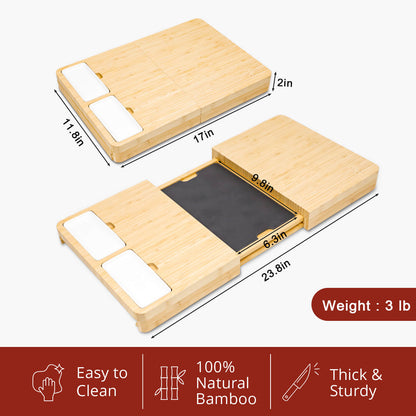 GL-Bamboo Slate Cheese Board Set, Including Fruit Tray