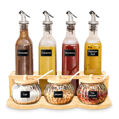 GL-Bamboo Spice Rack with Jars and Bottles