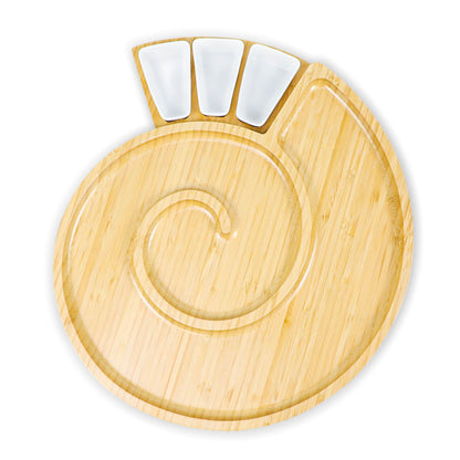 GL-Bamboo Swivel Cheese Board Set with Conch Shape Design