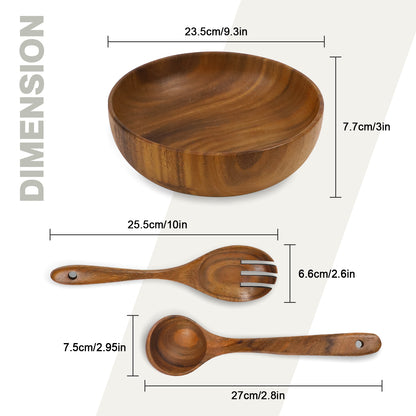 GL--Acacia wood salad bowl set, customized logo, children's dining tableware