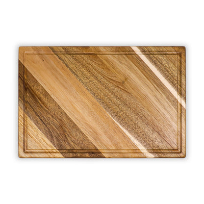 GL-Bamboo Acacia Wood Cutting Board Chopping Blocks with Juice Groove and Finger-Grip Handles for Serving