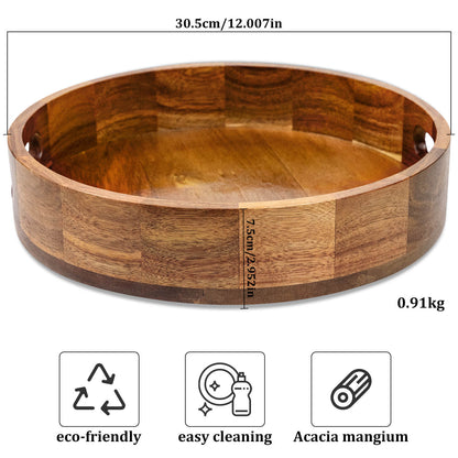 GL-Bamboo Acacia Wood Round Turntable Tray