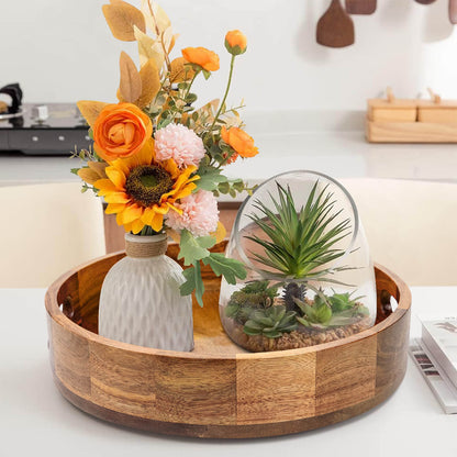 GL-Bamboo Acacia Wood Round Turntable Tray